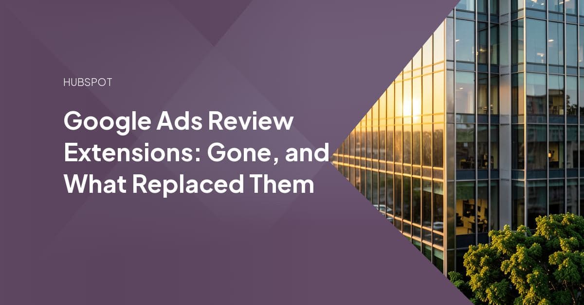 A Google Ads text ad showing sitelink and callout assets, the extension types Google recommended after retiring review extensions in 2018.