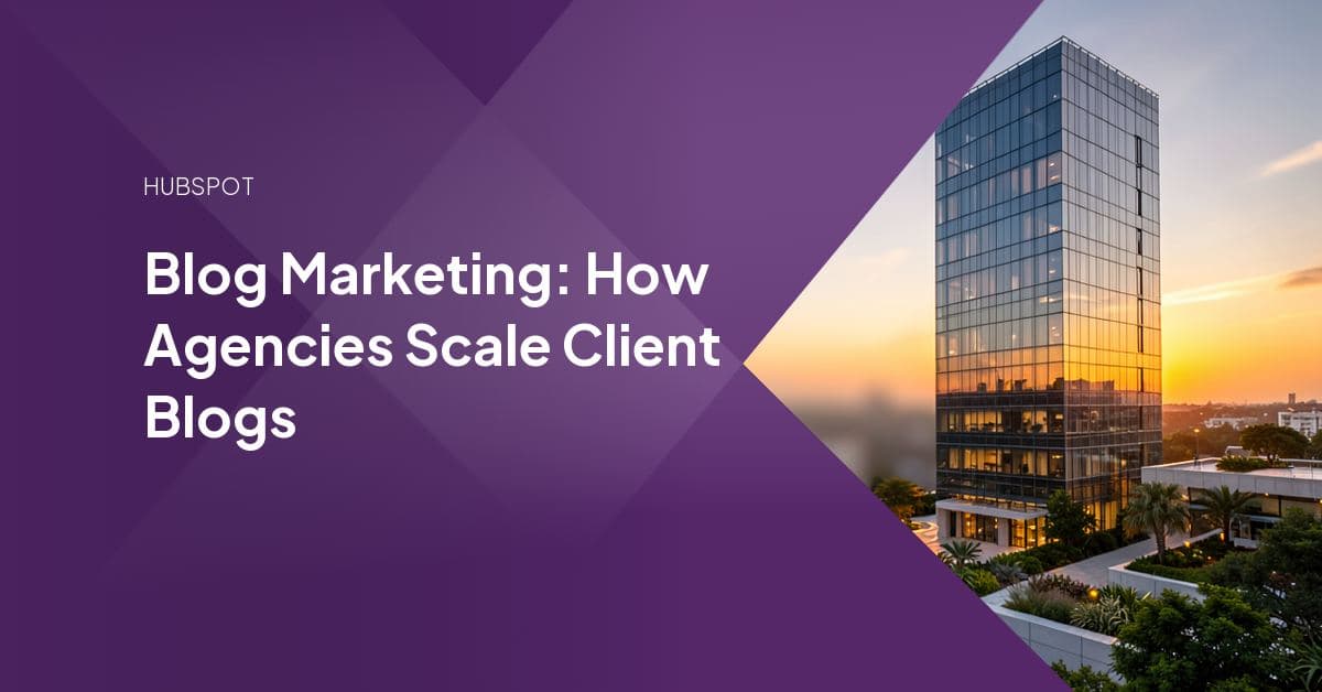 An agency content team plans a client's blog publishing calendar on a laptop, mapping foundation posts, authority pieces, and pillar-cluster topics for a monthly retainer.