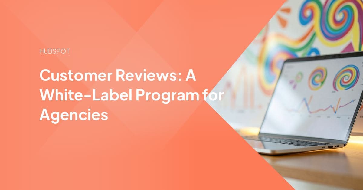 A star-rating review notification and reputation dashboard representing a white-label customer review program an agency runs on a client's behalf