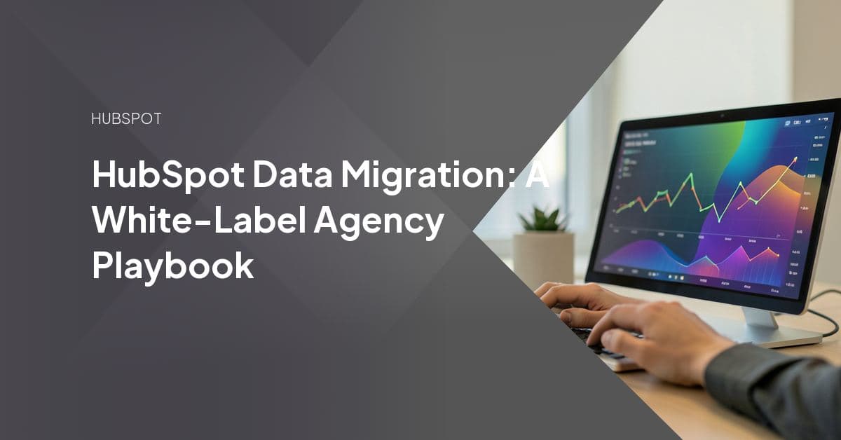 Data records flowing from multiple legacy source systems into a unified HubSpot CRM, representing an agency-led migration and mapping workflow