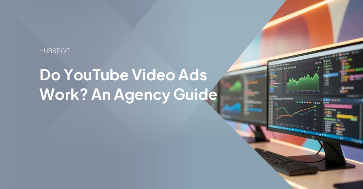 A YouTube video ad interface showing skippable in-stream, bumper, and in-feed placements mapped to a client sales funnel.