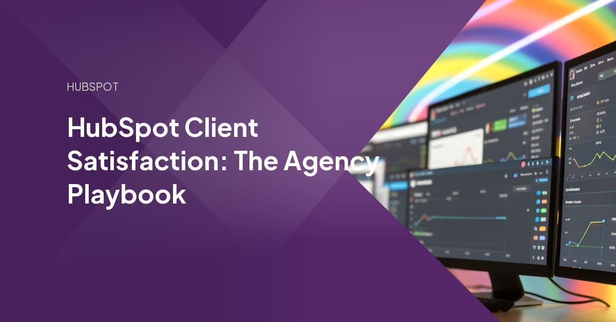 An agency team member reviewing HubSpot portal health and workflow status on a laptop before a client check-in call