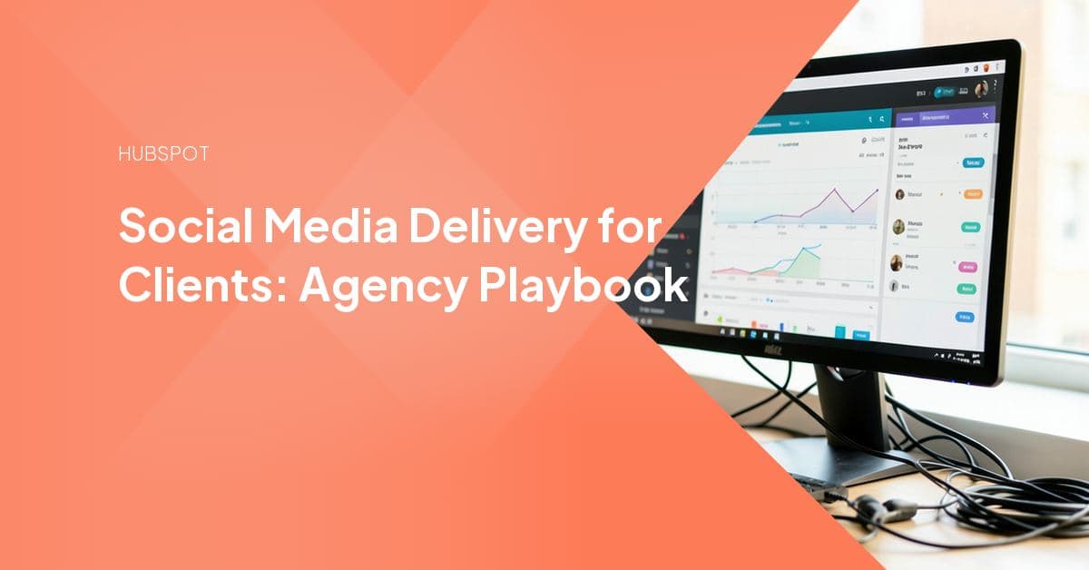 A marketer planning a multi-platform social media content calendar on a laptop for an agency client