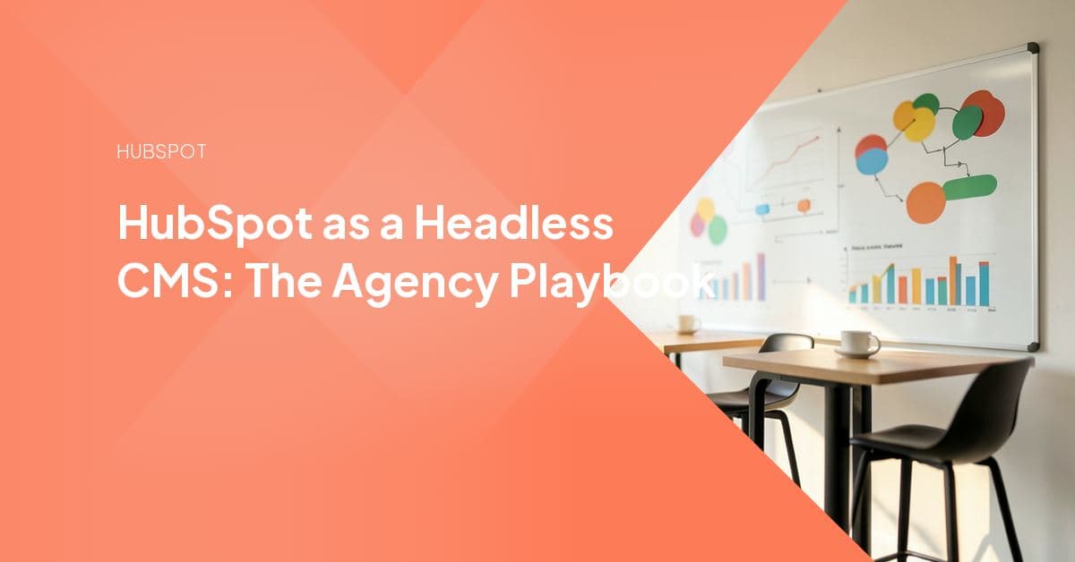 A custom front-end framework wired to HubSpot's CMS, CRM, and forms through API calls, illustrating a headless HubSpot build