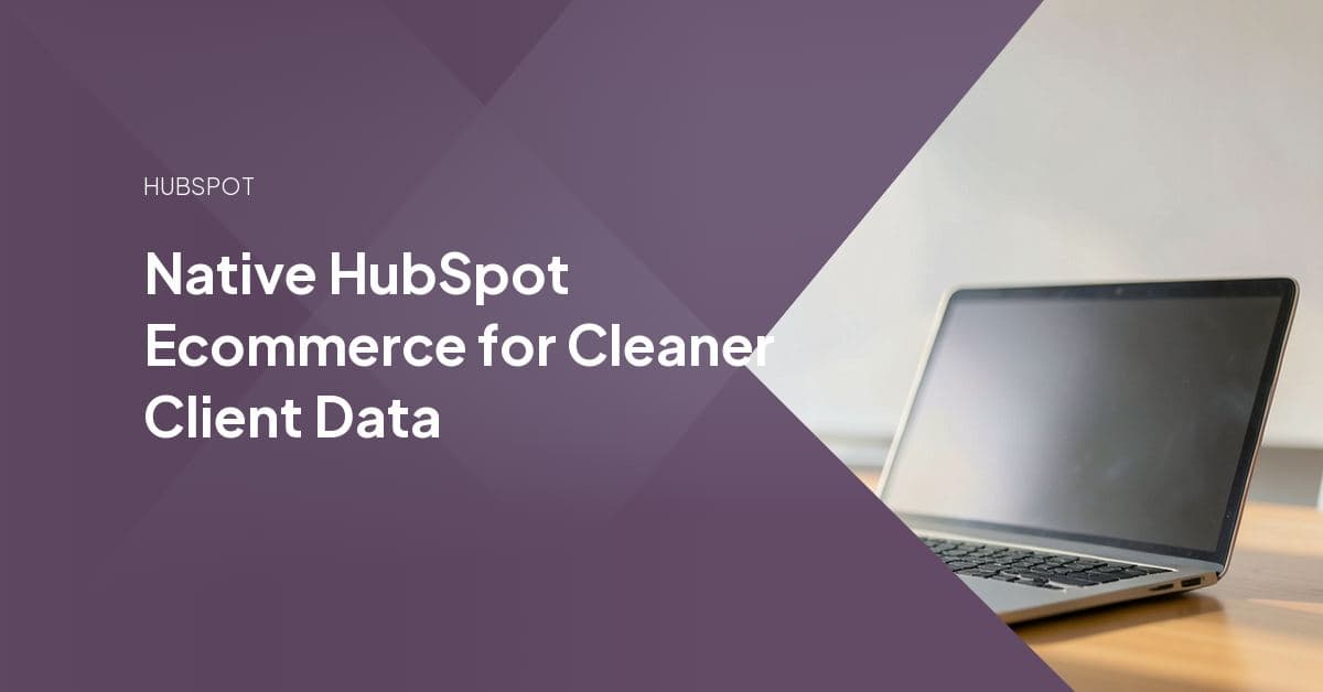 Product catalog and order records displayed inside a HubSpot portal, connected directly to CRM contact data with no external cart in between