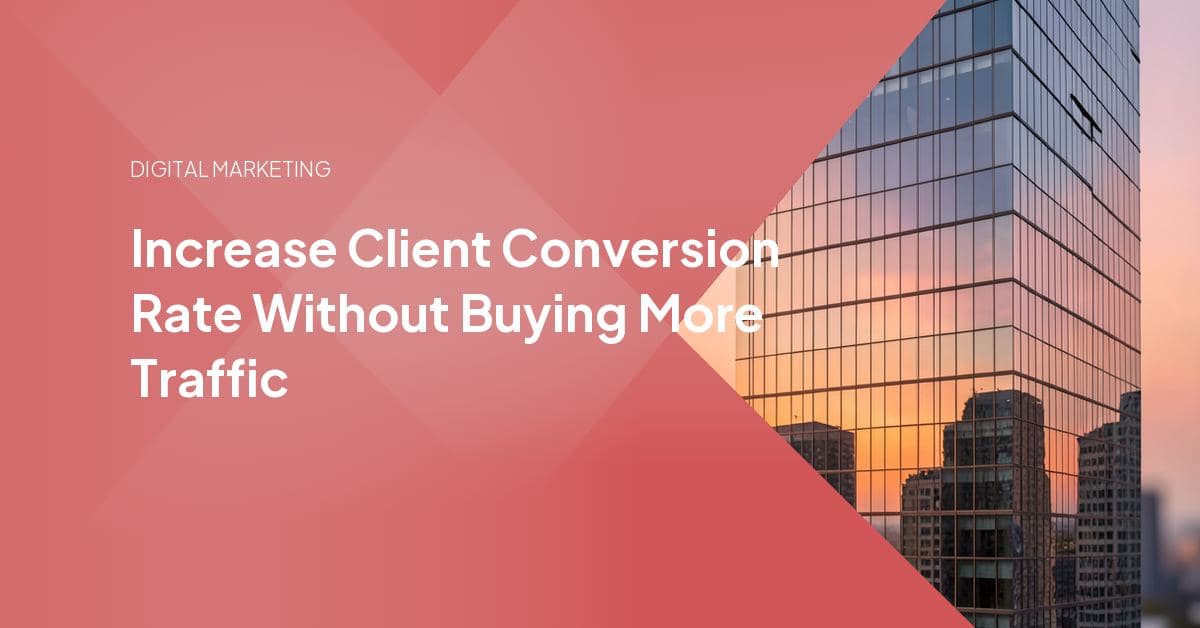 A website conversion funnel narrowing from visitors to leads to closed deals, representing an agency's CRO delivery process.