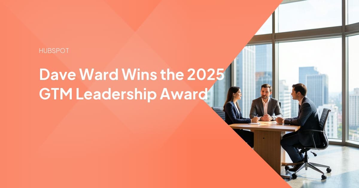 Award announcement graphic marking Meticulosity founder Dave Ward's win of the 2025 GTM Leadership Award, recognizing him among the top 40 global GTM operations leaders.