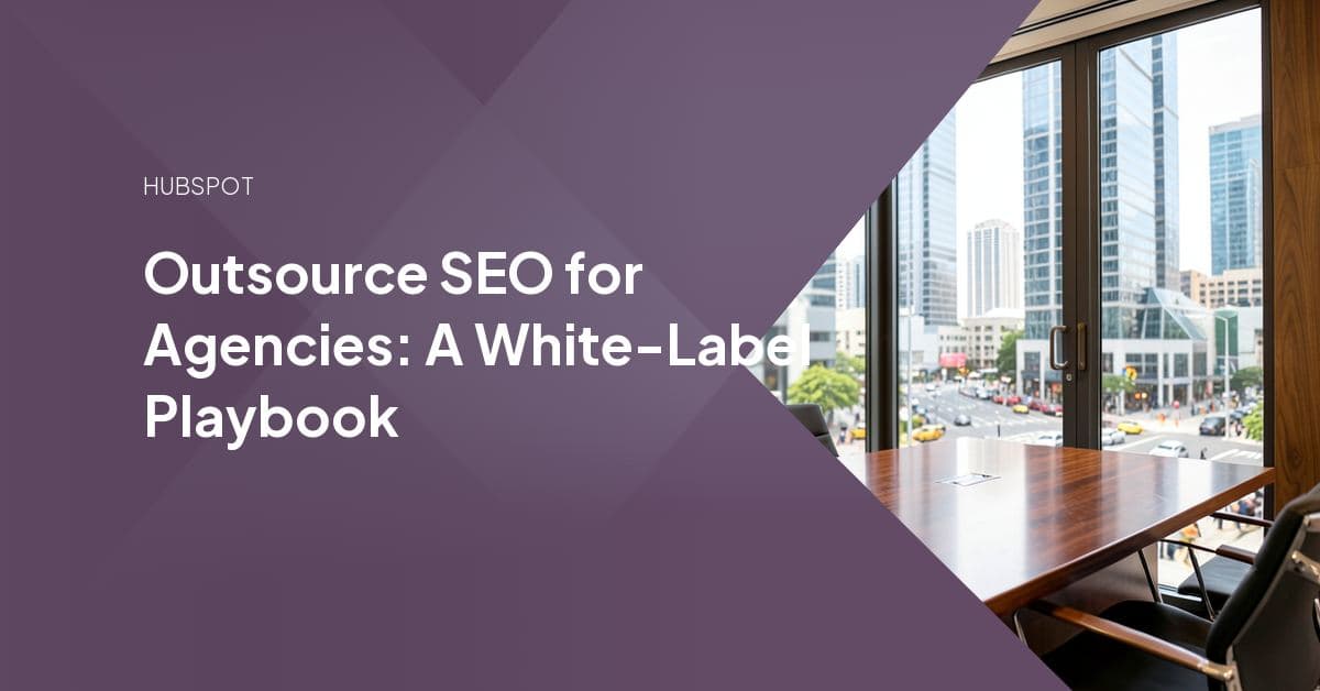 An agency strategist reviews an SEO reporting dashboard while a white-label delivery partner handles execution tasks in the background under the agency's own brand.