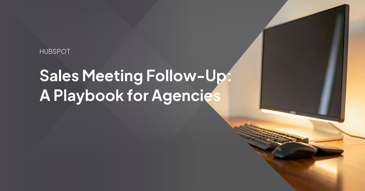 A sales rep sending a personalized follow-up email while a HubSpot deal pipeline and automated workflow run in the background.