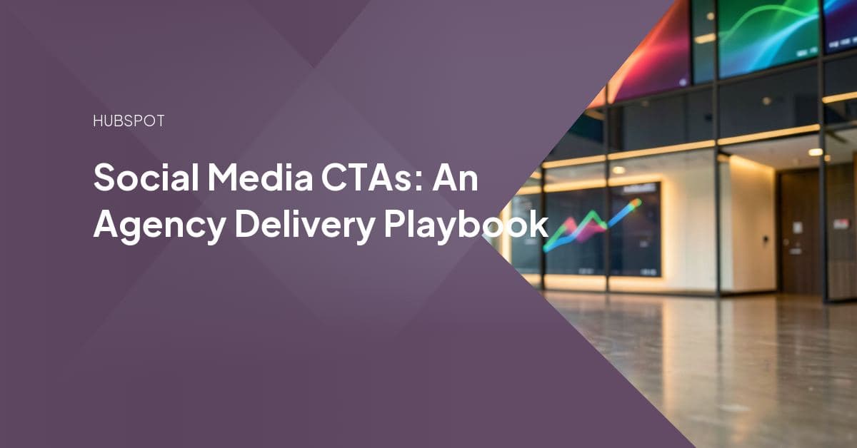 A social post draft on a laptop screen with a call-to-action button and click-through stats highlighted for review.
