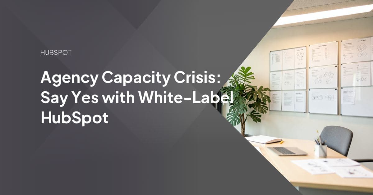 A HubSpot partner agency's delivery queue stacked past capacity, with overflow work routed to a white-label specialist team