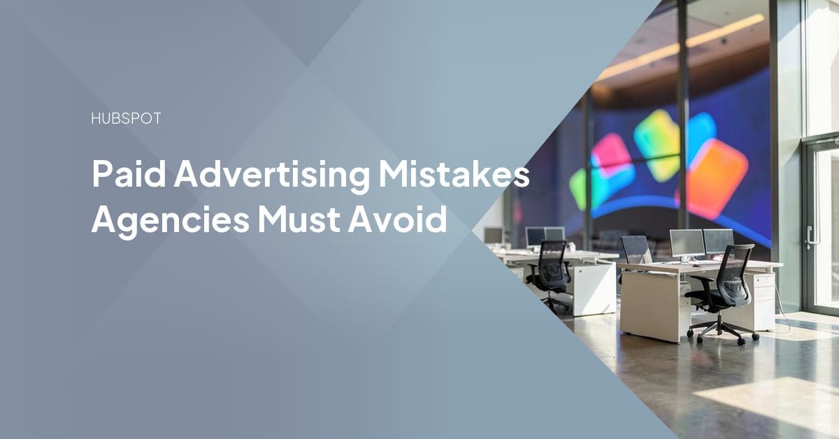 A paid ads dashboard split across desktop and mobile views, with a checklist overlay flagging common PPC delivery mistakes.