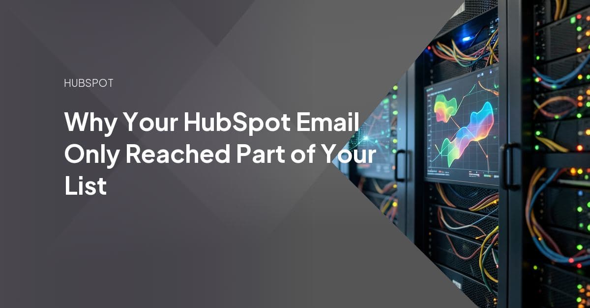 A HubSpot marketing email recipients tab showing a large not sent count broken down by suppression reason.